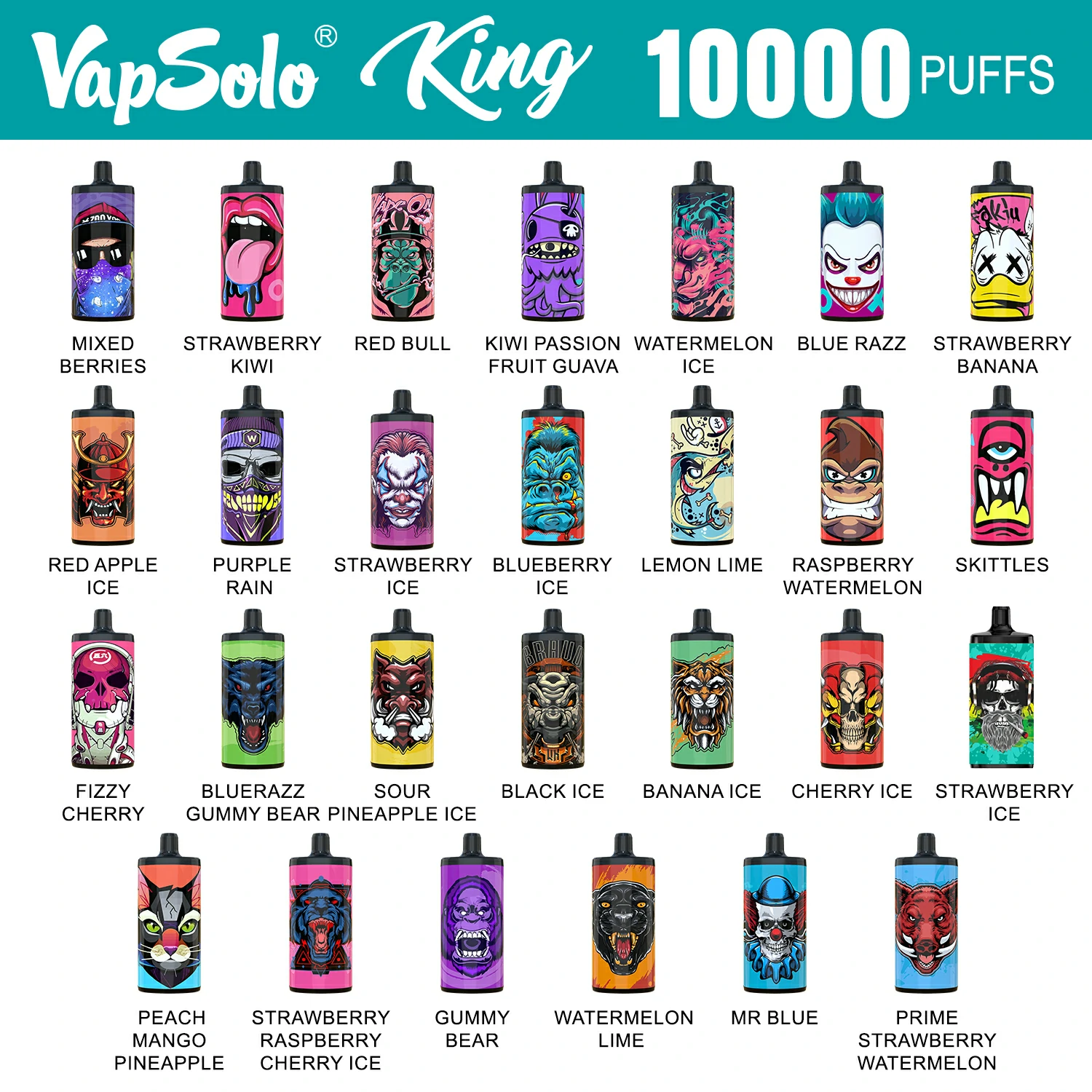 Groothandel VapSolo King 10000 Puffs 2% 5% Nicotine Zout Oplaadbare batterij Mesh Mesh Coil Wegwerp E-Cigarette Bulk Koop Direct van Factory 3