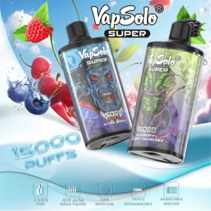 Original Vapsolo Super 15000 Puffs Disponibel Vape Pod 2% 5% Nikotinsalt E-cigarett 650mAh Uppladdningsbart batteri Bulk K?p Partihandel 1