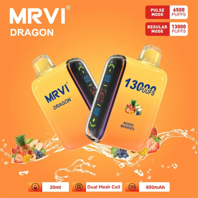 100 Original Mrvi Dragon 13000 Puffs Vaping 20 ml E Liquid Dual Mesh Coil Gro?handel Einweg-Vape 11