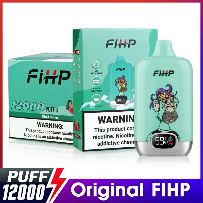 FIHP 12000 Puffs Pluma Vape desechable con bobina de malla 2% Nicotina 650mAh Batería Nicotina disponible al por mayor 2% 5% (1)