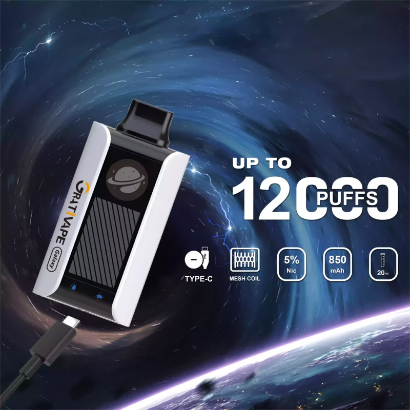 Grativape Galaxy 12000 Puffs 5% 6% 8% Stilo vape re?nc?rcabil de unic? folosin?? cu nicotin? 2025 Model nou popular Comer? cu ridicata 1