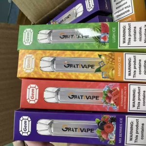 Grativape Gem 600 Puffs 2ml 500mAh Rechargeable Battery with 2% Nicotine 10 Flavor Disposable Vape Pen Wholesale 4