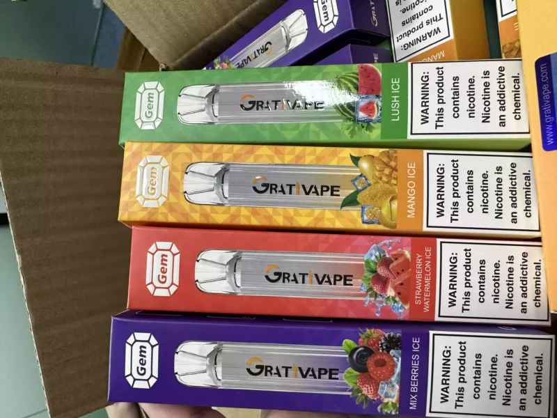 Grativape Gem 600 Puffs 2ml 500mAh Rechargeable Battery with 2% Nicotine 10 Flavor Disposable Vape Pen Wholesale 4