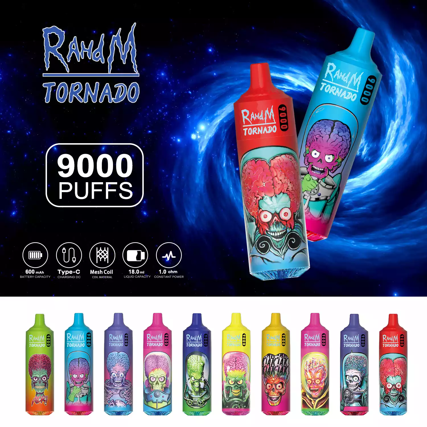 RAHDM Tornado K16 9000 Puffs Original Factory Gro?handel Einweg -Vape -Stiftunterstützung OEM ODM (2)