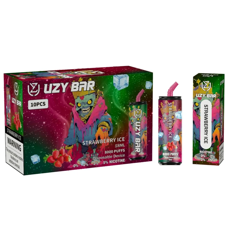 UZY Bar 8000 Puffs Disposable Vape Pen with 1100mAh Battery Type C Rechargeable Mesh Coil and RGB Light Wholesale Nicotine 0 2 3 5 2