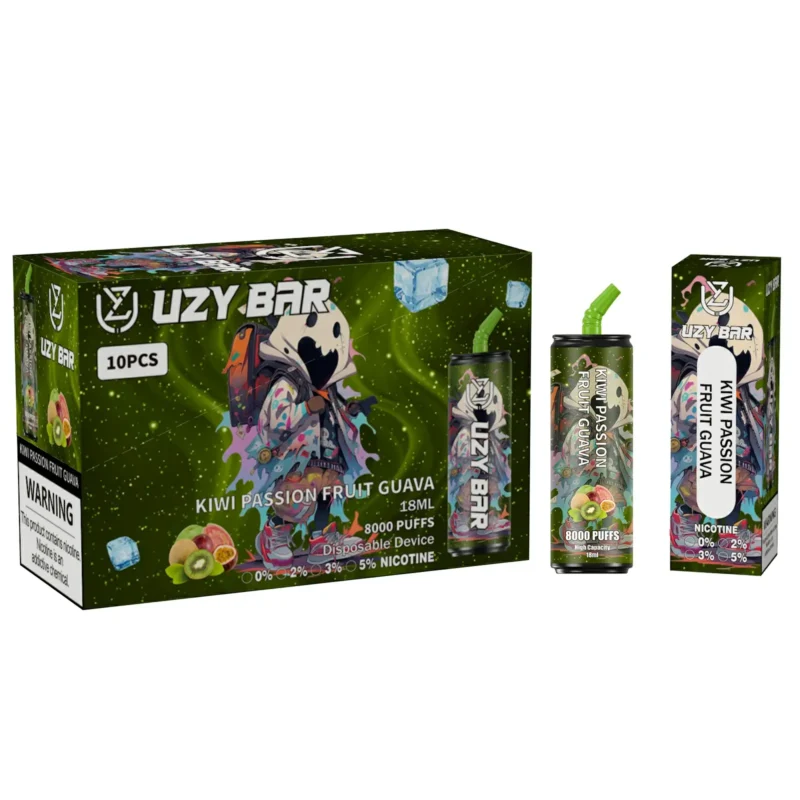 Uzy Bar 8000 Puffs Wegwerp vape pen met 1100 mAh batterijtype C oplaadbare mesh spiraal en rgb licht groothandel nicotine 0 2 3 5 3