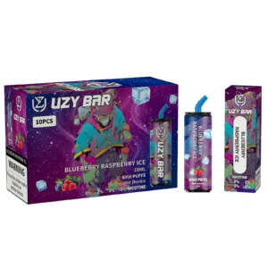 Uzy Bar 8000 Puffs Einweg -Vape Vape Stift mit 1100 -mAh -Batterie Typ C wiederaufladbare Netzspule und RGB -Licht im Gro?handel Nikotin 0 2 3 5 5