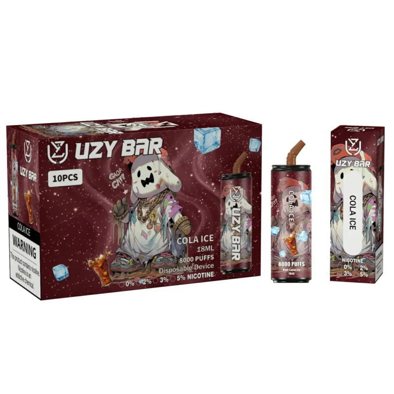 UZY Bar 8000 Puffs Disposable Vape Pen with 1100mAh Battery Type C Rechargeable Mesh Coil and RGB Light Wholesale Nicotine 0 2 3 5 9