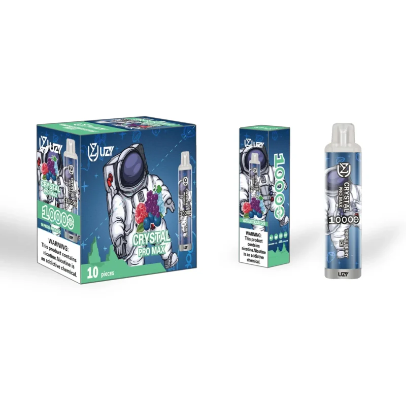 UZY Crystal Pro Max 10000 Puffs Caneta Vape Descartável com Bateria de 650mAh Tipo C Design RGB Recarregável Disponível Nicotina no Atacado 0 2 3 5 8