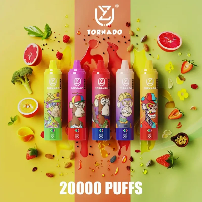 Caneta Vape descartável de alta capacidade Premium UZY Tornado 20000 Puffs com suco eletr?nico de 28ml e bobina de malha 1