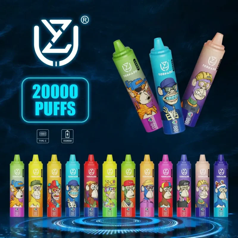 Caneta Vape descartável de alta capacidade Premium UZY Tornado 20000 Puffs com suco eletr?nico de 28ml e bobina de malha 5