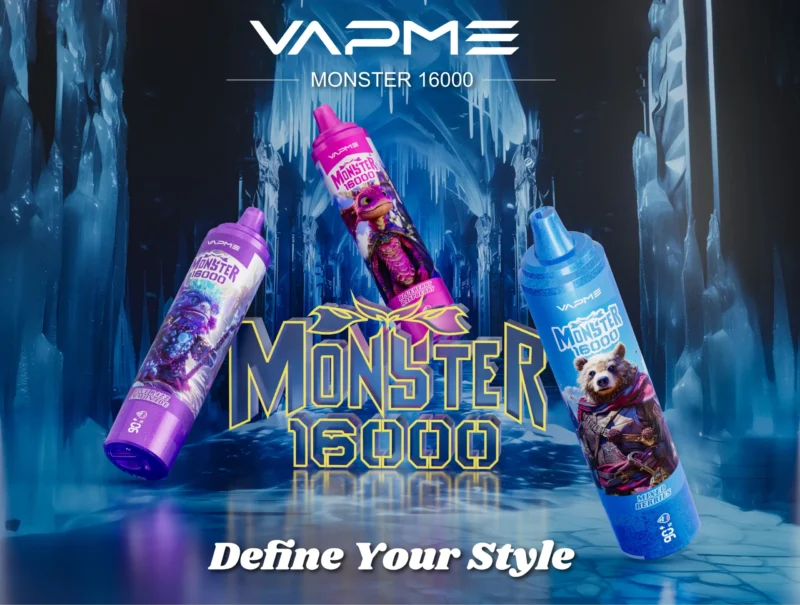 Nejprodávaněj?í VAPME MONSTER 16000 Puffs LED displej 26ml 850mAh Type-C Velkoobchodní jednorázové vape pero 1