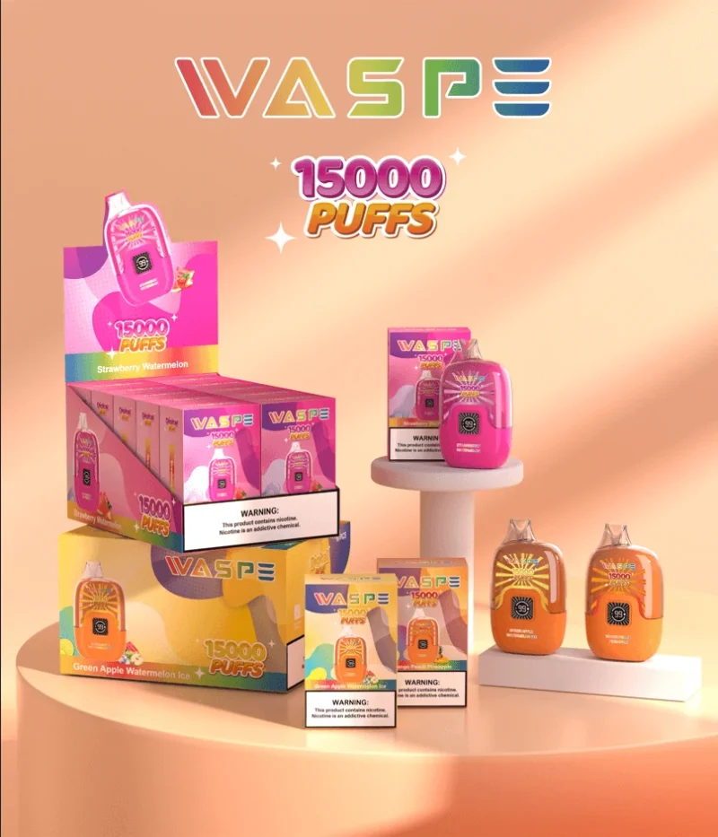 Premium Quality Waspe 15000 Puffs Digital Box Vape Pen for Bulk Orders Available from EU Warehouse with 0% 2% 3% 5% Nicotine 1