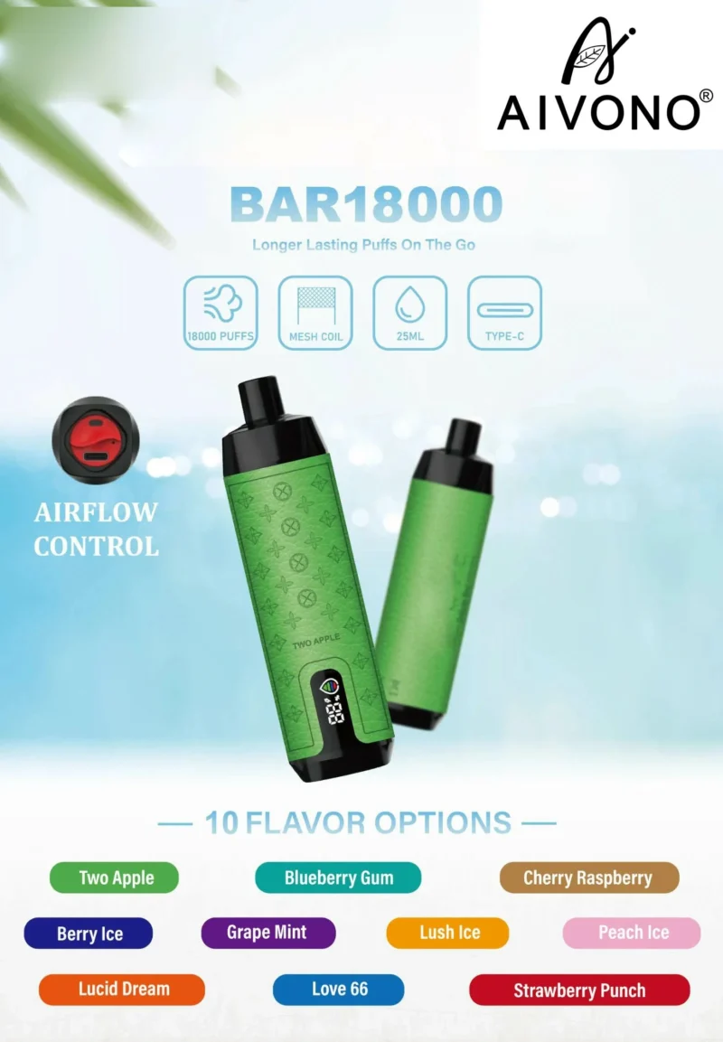 Latest Aivono Deluxe Bar 18K Disposable Vapes 25ML E-liquid 0% 2% 3% 5% Nicotine Factory Wholesale Direct Bulk with Flavor Choices