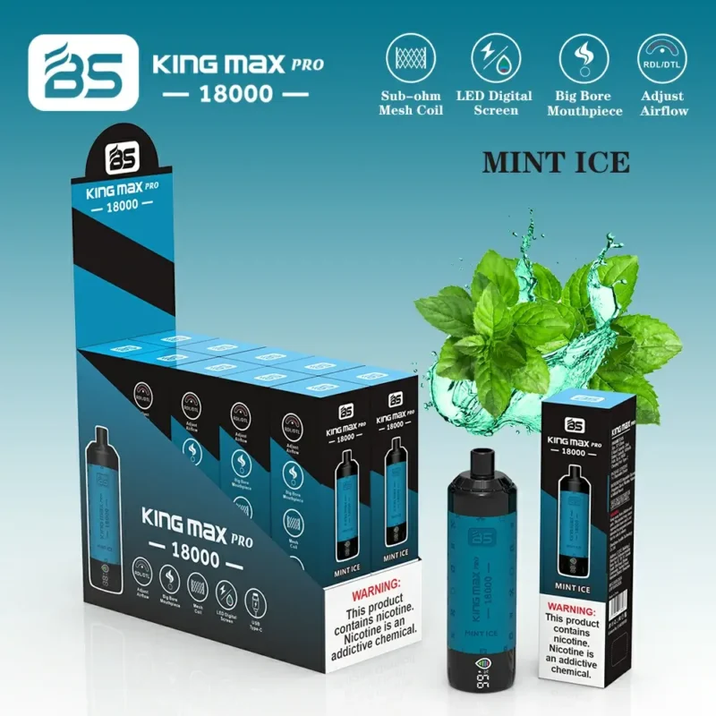 Hurtownia BREZE BS King Max Pro 18000 Puffs Jednorazowy d?ugopis Vape z cewk? siatkow? o pojemno?ci 24 ml i wy?wietlaczem LED Nikotyna 0 1 2 21