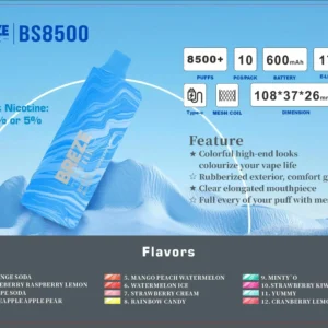 Wholesale Breze Stiik BS 8500 Puffs Disposable Vape Pen 17ml Capacity Mesh Coil Type-C Rechargeable Battery Nicotine 2% 5%