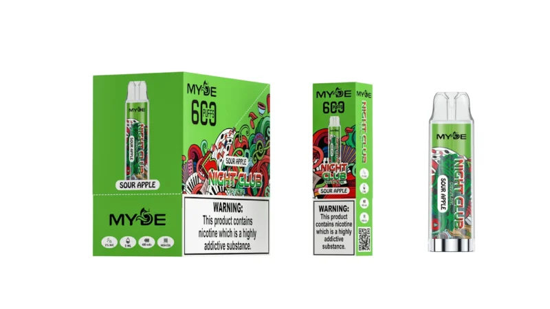 Atacado MYDE Night Club 600 Puffs Caneta Vape Descartável 2ml 20mg Bobina de Malha de Nicotina CE Rhos TPD Certificada 15 escala