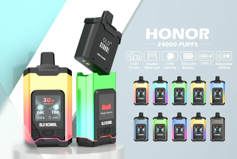 Haute qualité en gros OLD School Honor 24000 Puffs Stylo Vape jetable 24K Options de nicotine multiples Approvisionnement direct en usine Achat en vrac 2