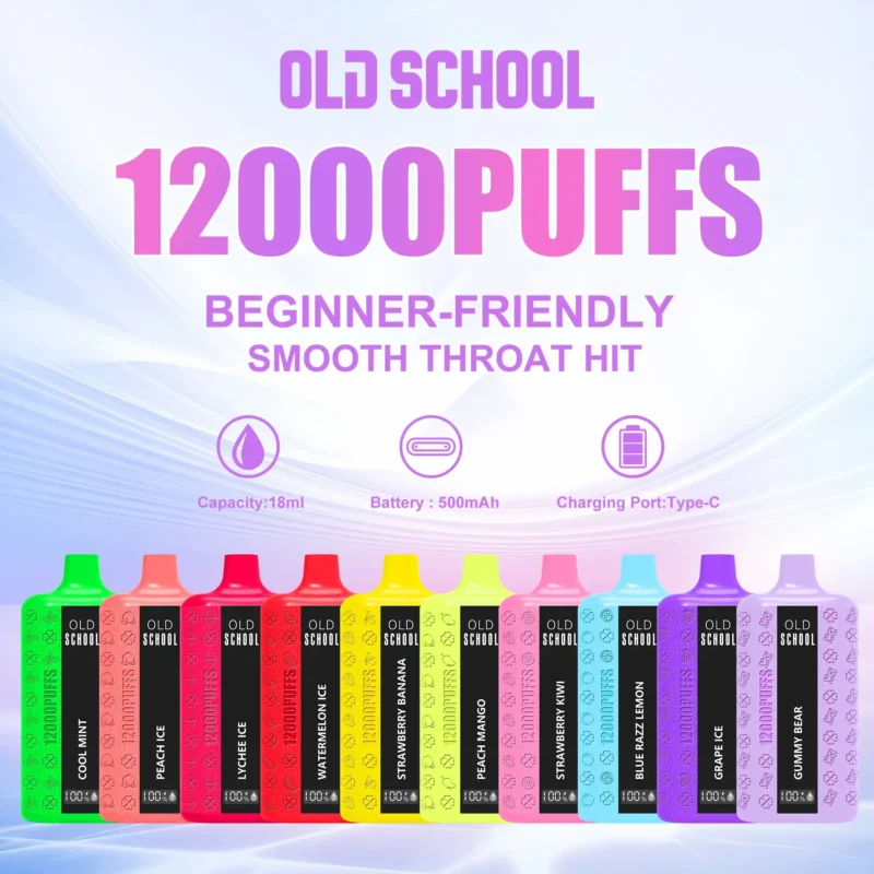 Wholesale Old School DM12000 12000 Puffs Disposable Vape Pen 18ml Multiple Nicotine Strengths 0% 2% 3% 5% Mesh Coil Type-C Charging Direct from Factory 2