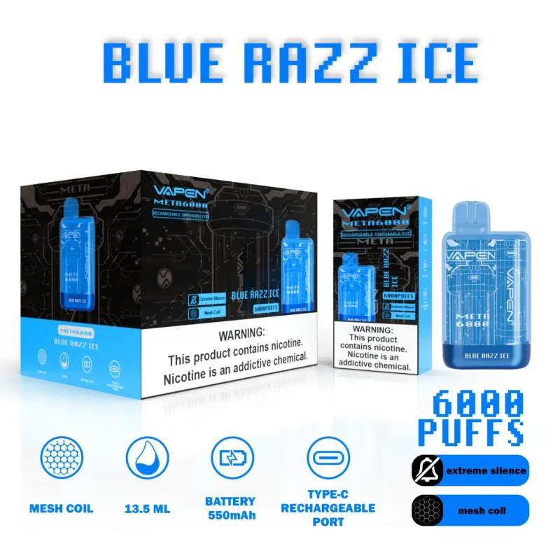 Gro?handel VAPEN META6000 Einweg -Vape -Stift 6000 Puffs 13,5 ml Mehrfach Nikotinoptionen mit 550 mAh wiederaufladbarer Akku von EU Warehouse 3