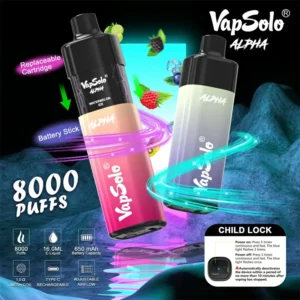 Hurtownia Vapsolo Alpha 8000 Puffs Jednorazowy d?ugopis Vape z cewk? z siatki i wy?wietlaczem LCD z regulowanym przep?ywem powietrza Kup luzem z fabryki w Chinach 3