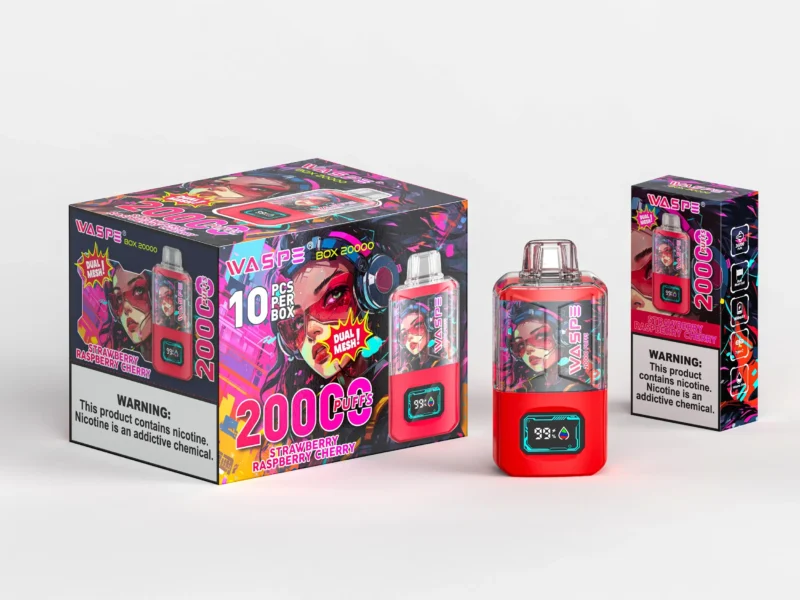 Venta al por mayor WASPE 20000 PUFFS Dual Mesh Box Vape Pen desechable con caja de malla dual y pantalla LCD Disponible en 0 2 3 5 Nicotina y 24 ml de capacidad 15