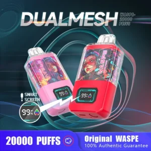 Venta al por mayor WASPE 20000 PUFFS Dual Mesh Box Vape Pen desechable con caja de malla dual y pantalla LCD Disponible en 0 2 3 5 Nicotina y 24 ml de capacidad 9