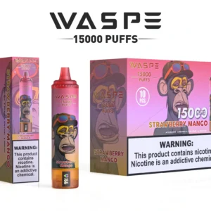 Nagykereskedelmi Waspe 15000 Puffs eldobható vape toll 22 ml e folyadékkal 850mAh újrat?lthet? akkumulátor és LCD kijelz? elérhet? 0 2 3 5 nikotinszintben 1