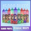 Caneta Vape descartável recarregável Waspe 15000 Puffs mais vendida com display LCD de líquido eletr?nico de 22ml e potência de nicotina 0% 2% 3% 5% 1