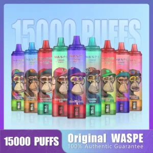 Penna Vape usa e getta ricaricabile Waspe 15000 più venduta con display LCD E-Liquid da 22 ml e punti di forza della nicotina 0% 2% 3% 5% 1