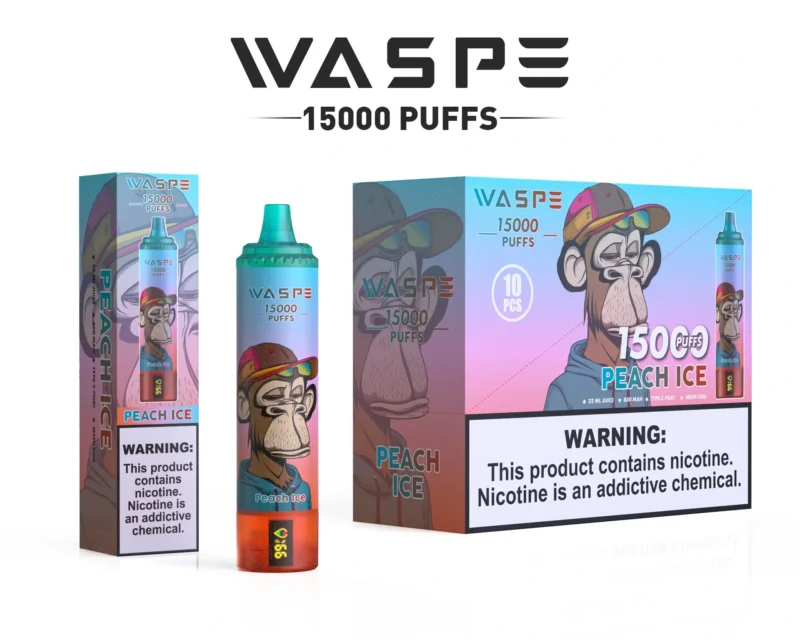 Groothandel Waspe 15000 Puffs Wegwerp Vape Pen met 22 ml E Liquid 850mAh Oplaadbare batterij en LCD -display beschikbaar in 0 2 3 5 Nicotinegehalte 12