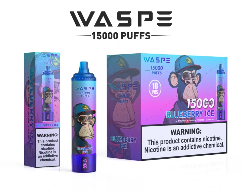 Nagykereskedelmi Waspe 15000 Puffs eldobható vape toll 22 ml e folyadékkal 850mAh újrat?lthet? akkumulátor és LCD kijelz? elérhet? 0 2 3 5 nikotinszintben 13