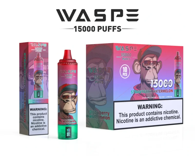 Nagykereskedelmi Waspe 15000 Puffs eldobható vape toll 22 ml e folyadékkal 850mAh újrat?lthet? akkumulátor és LCD kijelz? elérhet? 0 2 3 5 nikotinszintben 14