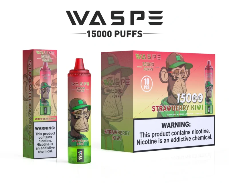 Nagykereskedelmi Waspe 15000 Puffs eldobható vape toll 22 ml e folyadékkal 850mAh újrat?lthet? akkumulátor és LCD kijelz? elérhet? 0 2 3 5 nikotinszint 16 -ban.