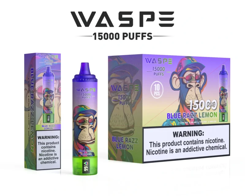 Nagykereskedelmi Waspe 15000 Puffs eldobható vape toll 22 ml e folyadékkal 850mAh újrat?lthet? akkumulátor és LCD kijelz? elérhet? 0 2 3 5 nikotinszintben 2 -ben