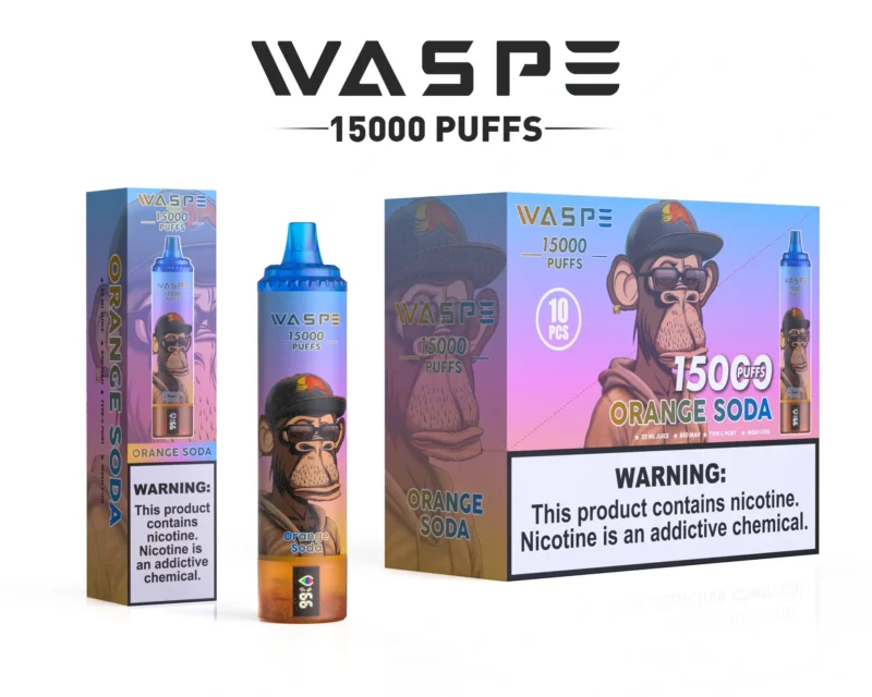 Nagykereskedelmi Waspe 15000 Puffs eldobható vape toll 22 ml e folyadékkal 850mAh újrat?lthet? akkumulátor és LCD kijelz? elérhet? 0 2 3 5 nikotinszint 3 -ban