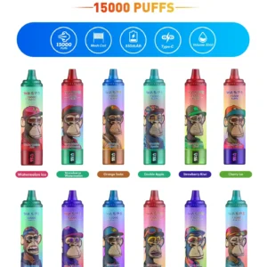 Vespa best-seller 15000 Puffs Recarregável caneta de vape descartável com tela LCD 22ml e-liquid e for?as de nicotina 0% 2% 3% 5% 3