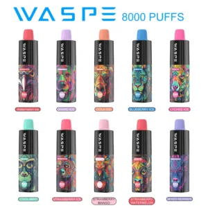 Hurtownia WASPE 8000 Puffs Do jednorazowe pióro Vape z wieloma nikotyn? 0% 2% 3% 5% Poziomy 16 ml pojemno?? typu-C akumulator (3)