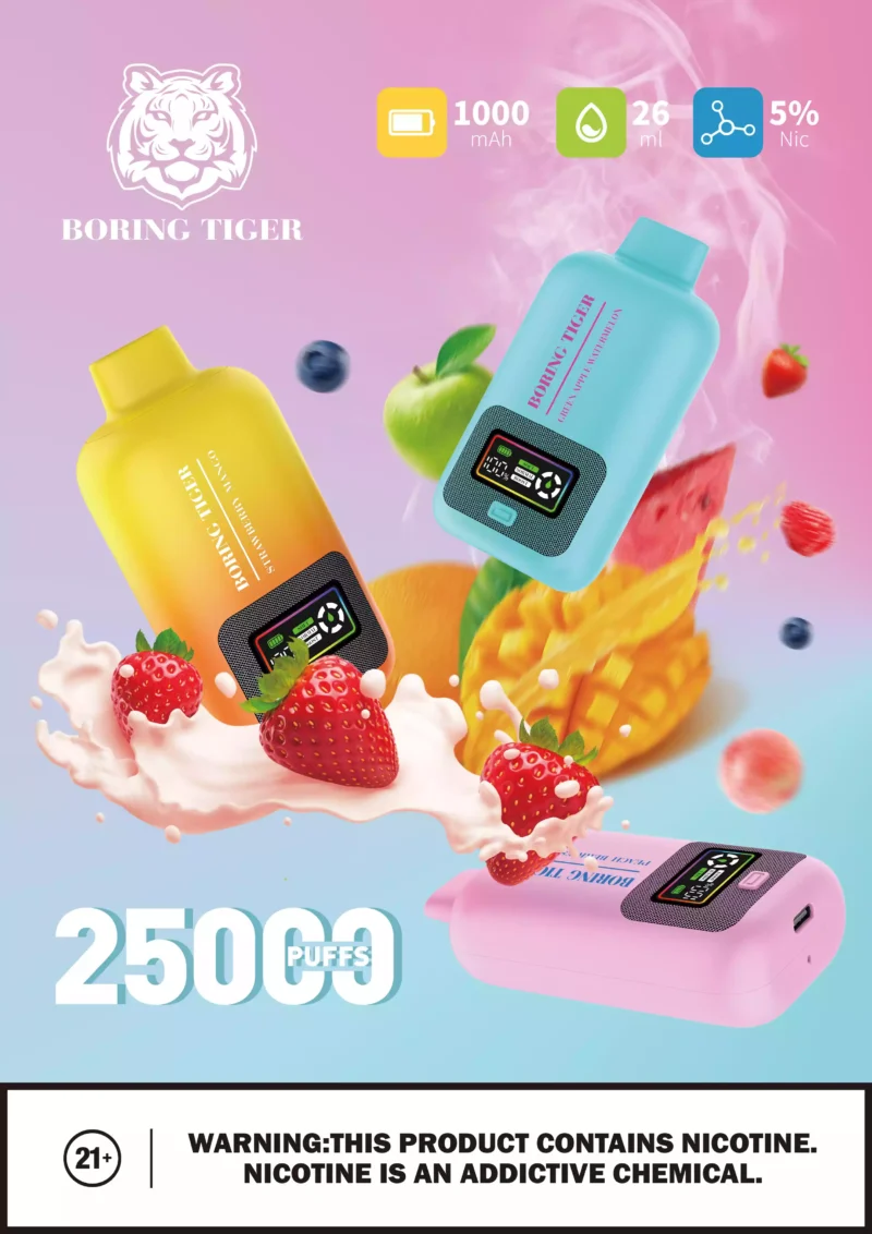 Hot Selling Boring Tiger 25000 Puffs Velkoobchod Jednorázové vapes 5% Nikotin Digital Smart Screen 17 p?íchutí 2024 Novinka 1