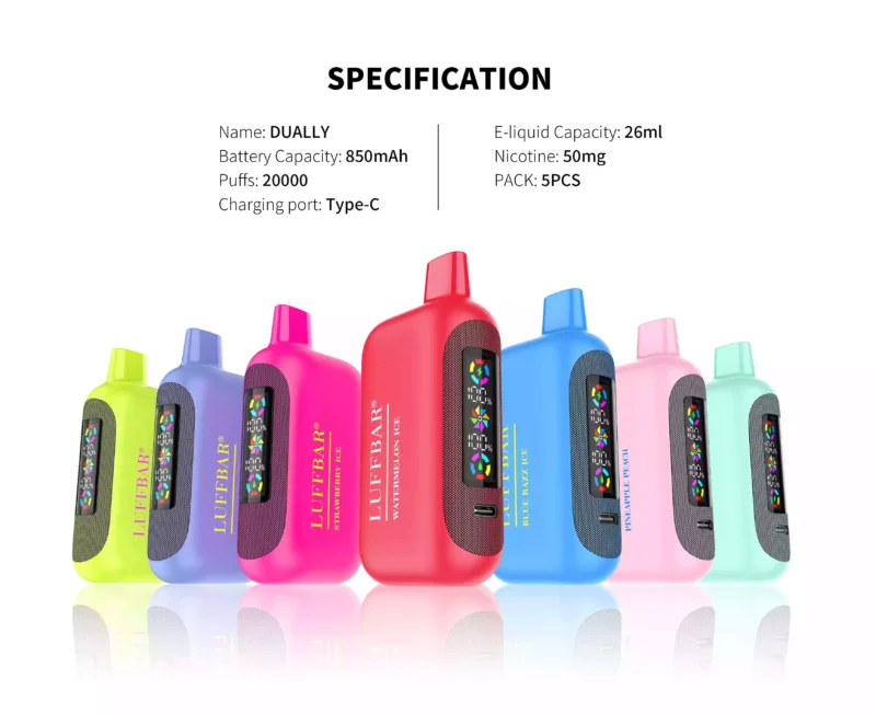 LuffBar Dually 20000 Puffs Wholesale Disposable Vape Rechargeable Bulk Buy 5% Nicotine 850 mAh 18 Flavors 2025 New 2