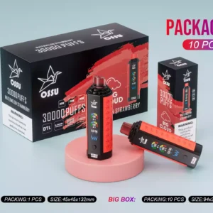 Venda quente OSSU 30000 Puffs Venda por atacado de Vape descartável Compra em massa, recarregável 0% 2% 3% 5% Tela inteligente com baixa nicotina 1