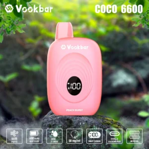 Eredeti gyár Vookbar Coco 6600 Puffs Nagykereskedelmi eldobható vapes 3 alacsony nikotin -újrat?lthet? digitális intelligens képerny? 1