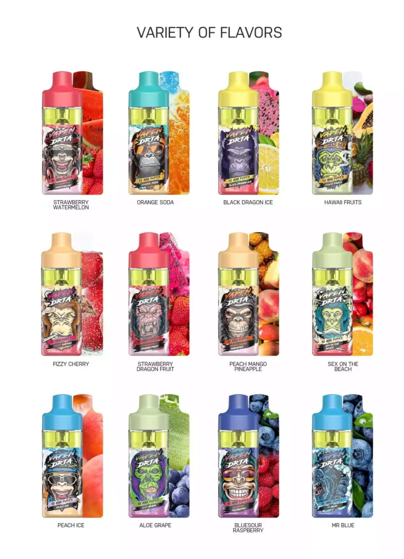 Vapen DRTA 12000 Puffs 2% 5% Low Nicotine Wholesale Disposable Vape Huile Core Séparation 15 FLAVORS ACHETER BULK SUPER CASSE (1)