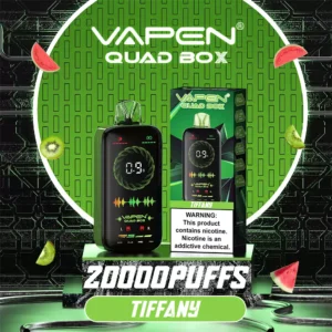 Vapen Quad Box 20000 Puffs Ajuste de aire ajustable Recargable 2 5 Nicotina baja nicotina Vapor desechable Vape Full Screen Display 13