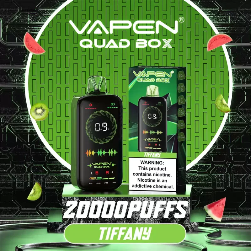 Vaps Quad Box 20000 Puffs Verstelbare luchtstroom Oplaadbaar 2 5 Lage nicotine Groothandel wegwerp Disposable VAPE VOLLEDIG SCHERM Display 13