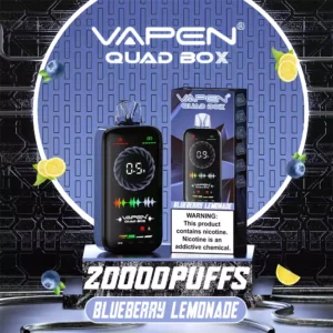 Vapen Quad Box 20000 Puffs Ajuste de aire ajustable Recargable 2 5 Nicotina Baja Vapor desechable Vapor de pantalla completa Pantalla 16