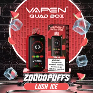 Vapen Quad Box 20000 Puffs Ajuste de aire ajustable Recargable 2 5 Nicotina Bajo Vapor desechable Vapor de pantalla completa Pantalla de pantalla completa 18