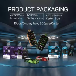 Kwaliteit vapen quad box 20000 puffs verstelbare luchtstroom oplaadbare lage nicotine wegwerpvape met volledig scherm display beschikbaar Groothandel 7