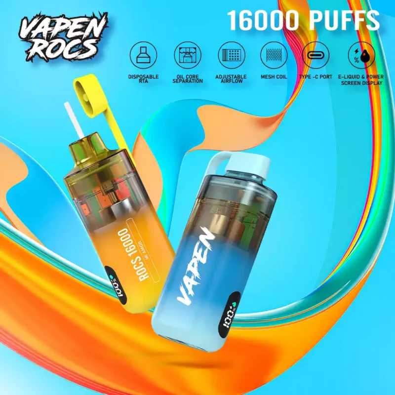 Bestverkopende VAPEN ROCS 16000 PUFFS Oplaadbare 2% 5% Hervulbare olie met laag nicotinegehalte Groothandel Wegwerpvape van originele fabriek China 1