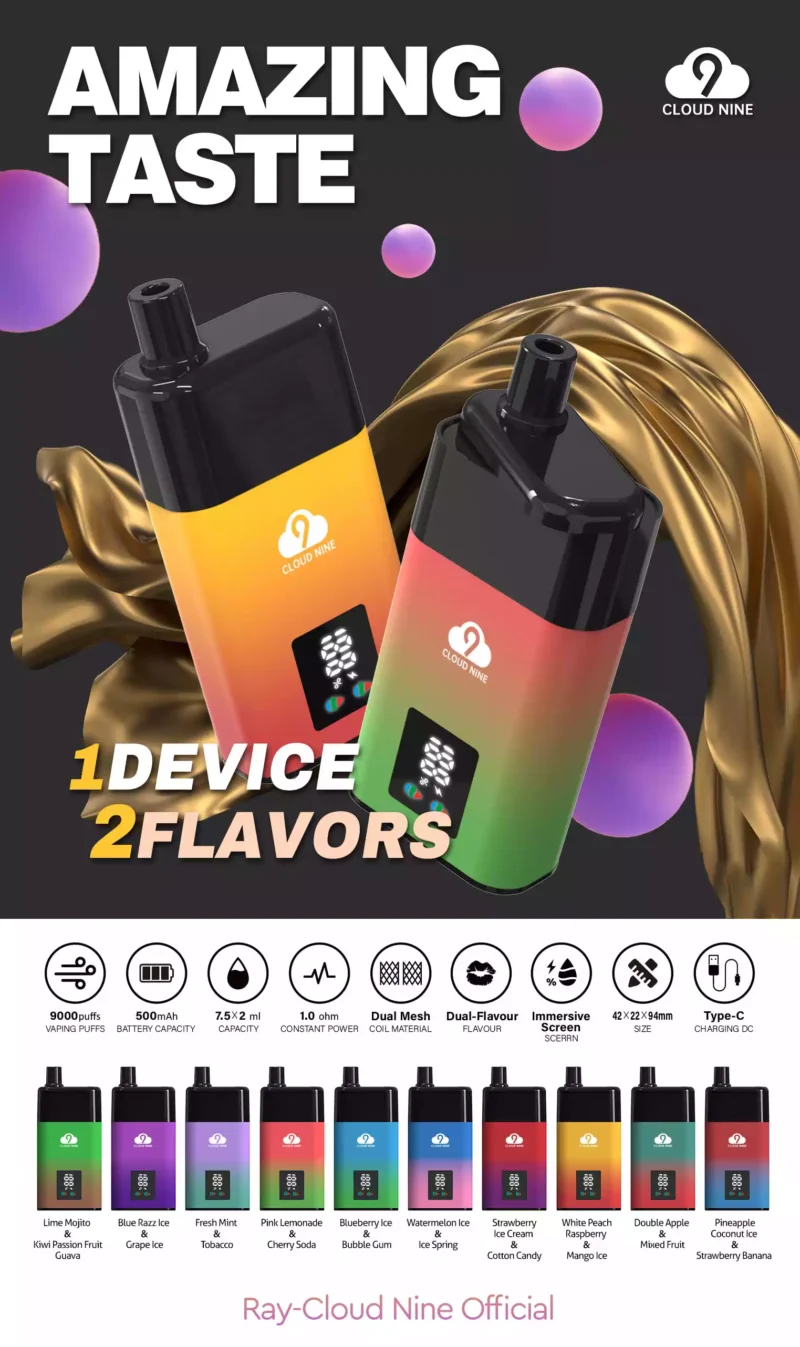 CLOUD NINE D19P 9000 Puffs Hurtownia Jednorazowego Vape 3% Nikotyna ?wie?a 10 Smaków Luzem Kup Oryginalna Wysy?ka Fabryczna (1)